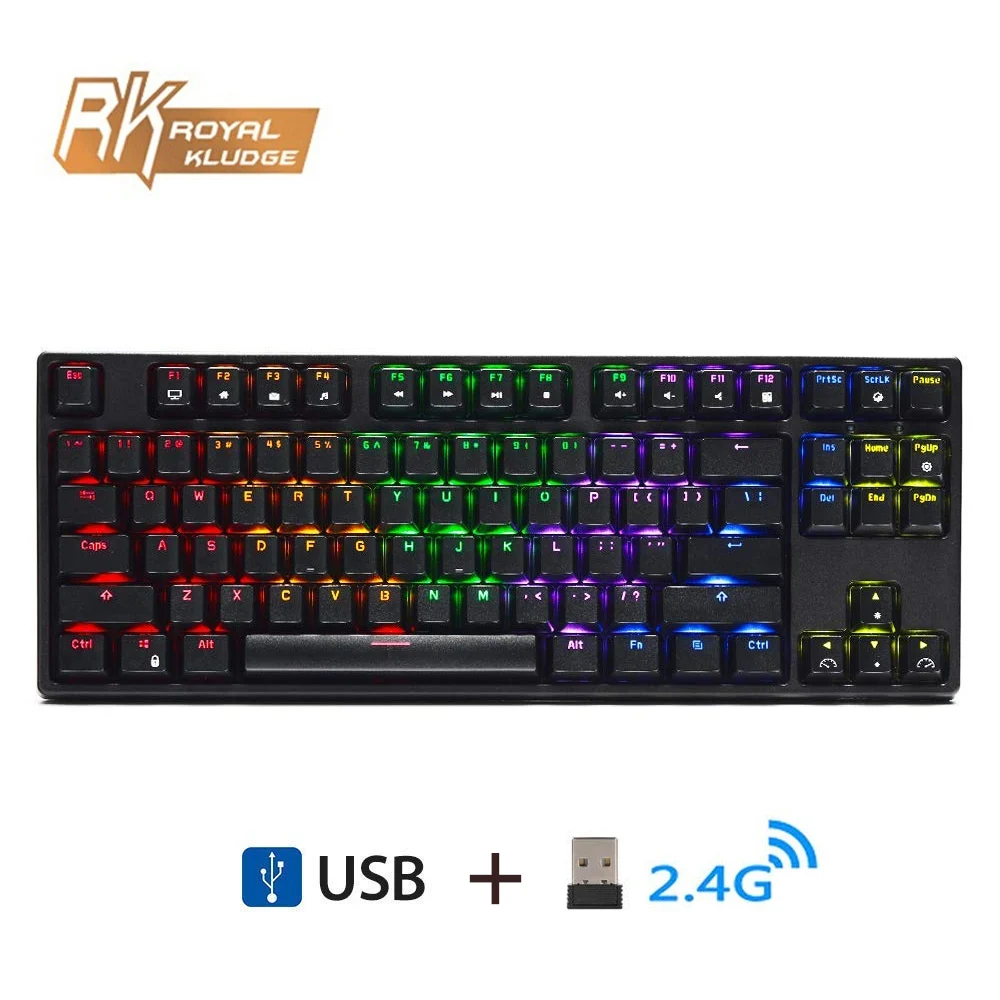 RK Sink87G Wireless Mechanical Gaming Keyboard Blue Brown Switch ROYAL KLUDGE 2.4G RGB LED Backlight for PC Laptop Notebook MMO