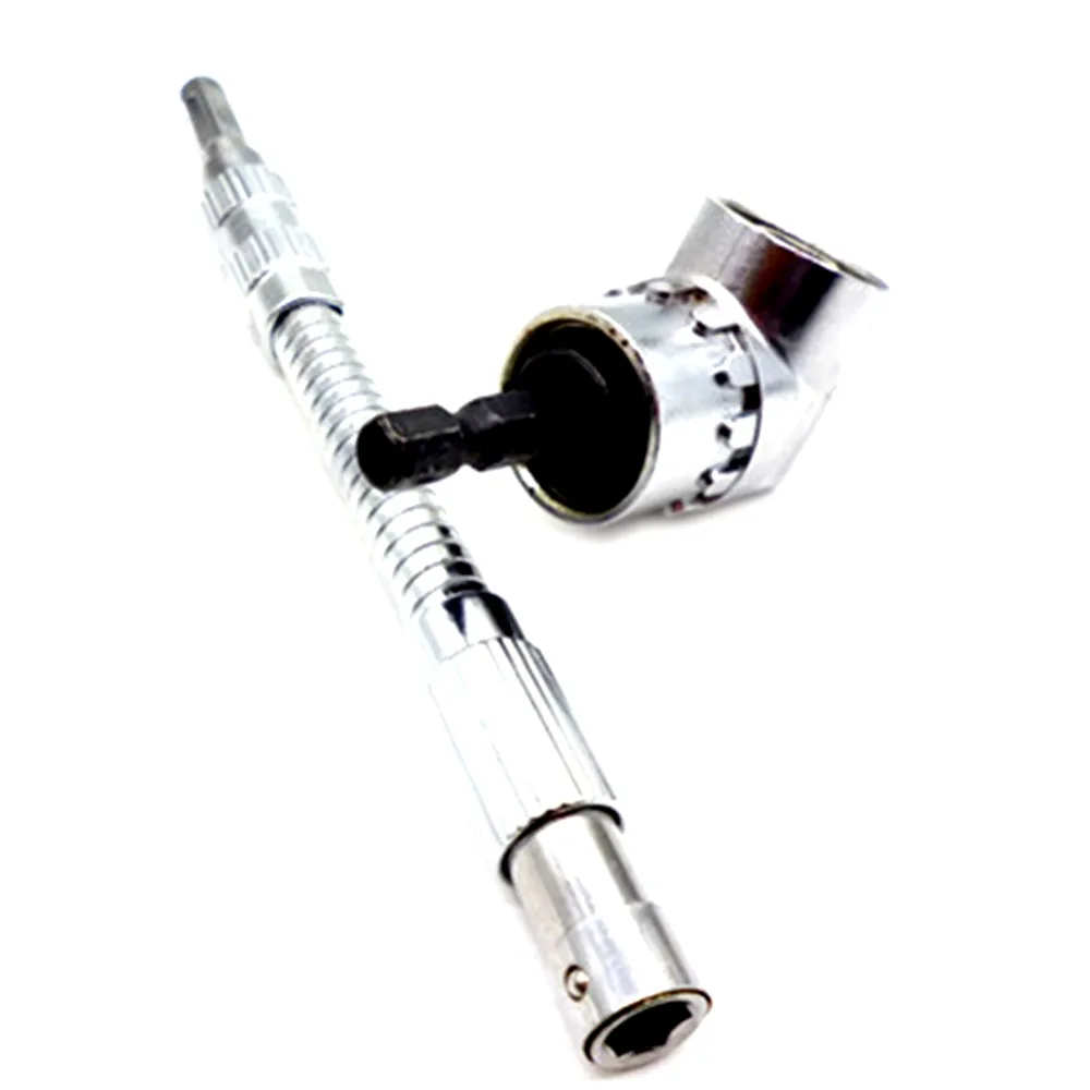 

105 Degree Angle Drive Extension 1/4" Hex Drill Adjustable Screwdriver Flexible Extension Extend Bit Holder 150mm(L) Flex Shaft