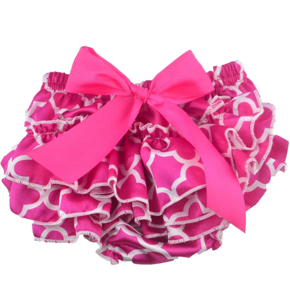 Quatrefoil baby girl satin ruffle bloomers diaper cover bottomcover