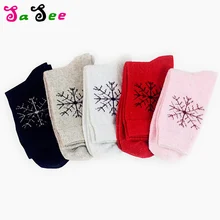 Популярные Классические носки высокого качества на осень и зиму из кроличьей шерсти, плотные теплые хлопковые носки со снежинками для женщин 5 пар/лот
