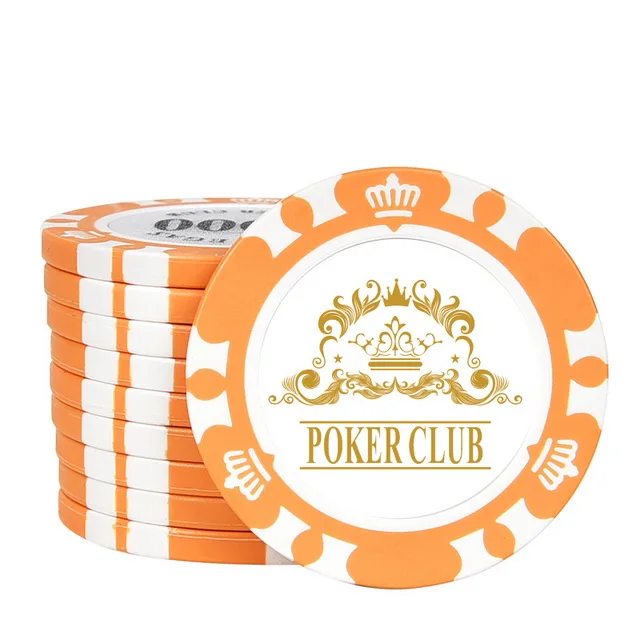 10 шт./лот Премиум глиняные чипы 14 г без значения шаблон высокого качества техасский холдем покер азартные игры чип казино - Цвет: Orange