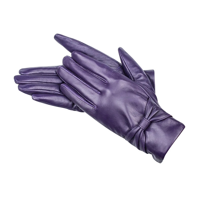 PUDI GL812 женские перчатки из натуральной кожи, новинка, Натуральная овечья кожа, модные наручные перчатки для зимы и осени - Цвет: purple