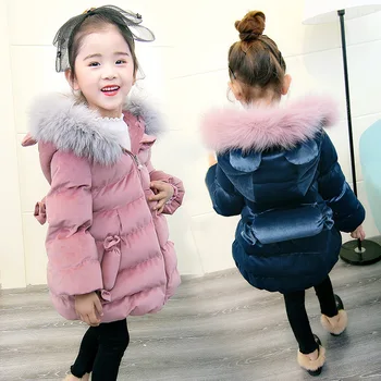 

New Baby Girls Winter Warm Coat Kids Jacket Fashion Cartoon Outerwear Hooded Cotton-padded Children Casual Cute Pleuche Clothes