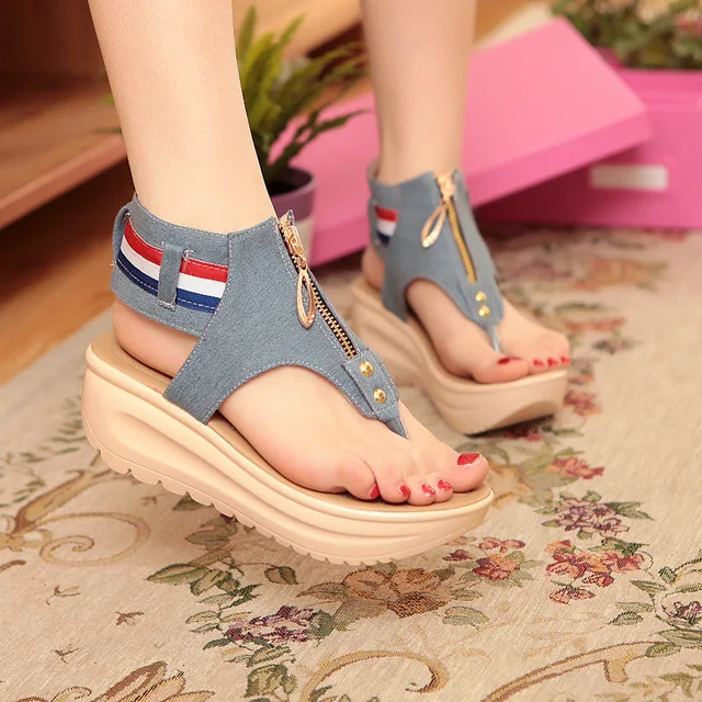 light denim wedges