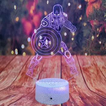 

3D Crack Base Night Light Marvel Captain American 7 Color Gradient Automatic LED Lamp Kids Light Toys Christmas Birthday Gifts