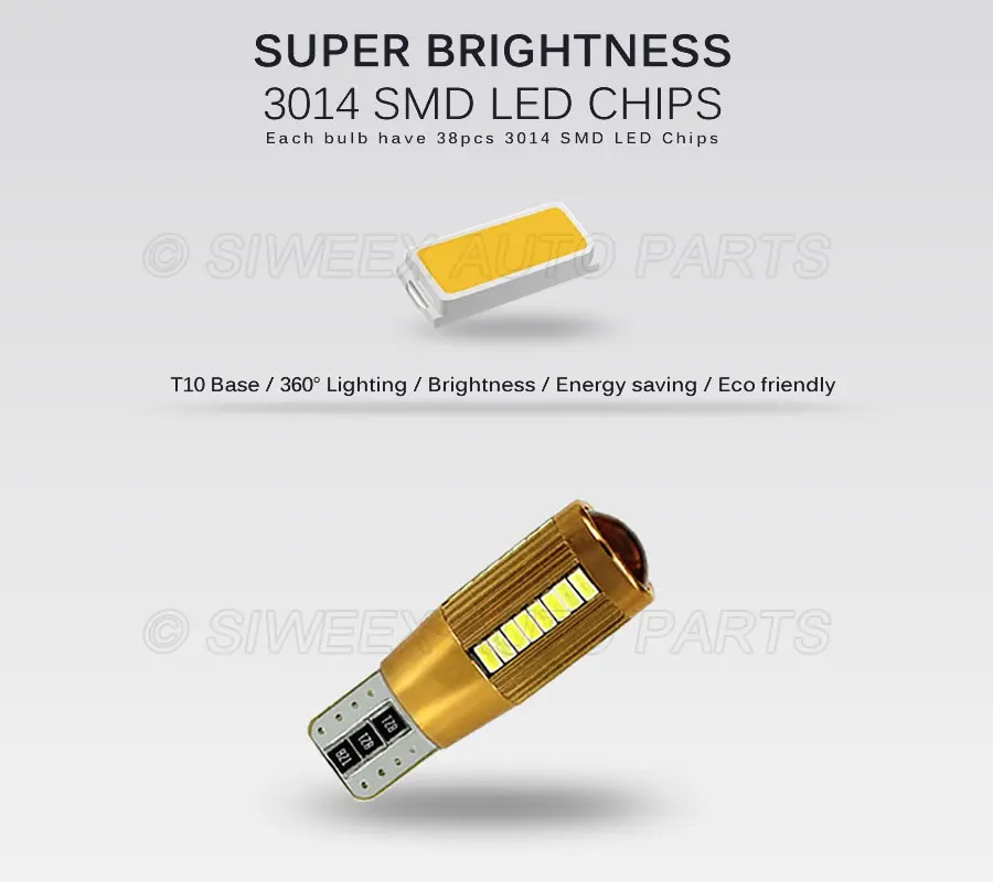 1 шт. T10 194 W5W авто светодиодный лампы 38 SMD 3014 фонари Габаритные светодиодные
