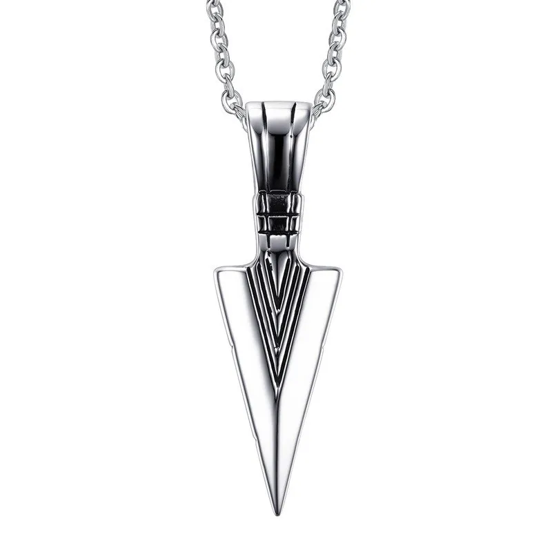 Stainless steel arrow pendant necklace men gift jewelry silver plated