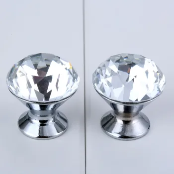 DRELD 1Pc 30mm Diamond Crystal Glass Knob Furniture Handle Drawer Cabinet Knobs and Handles Door Cupboard Kitchen Pull Handles