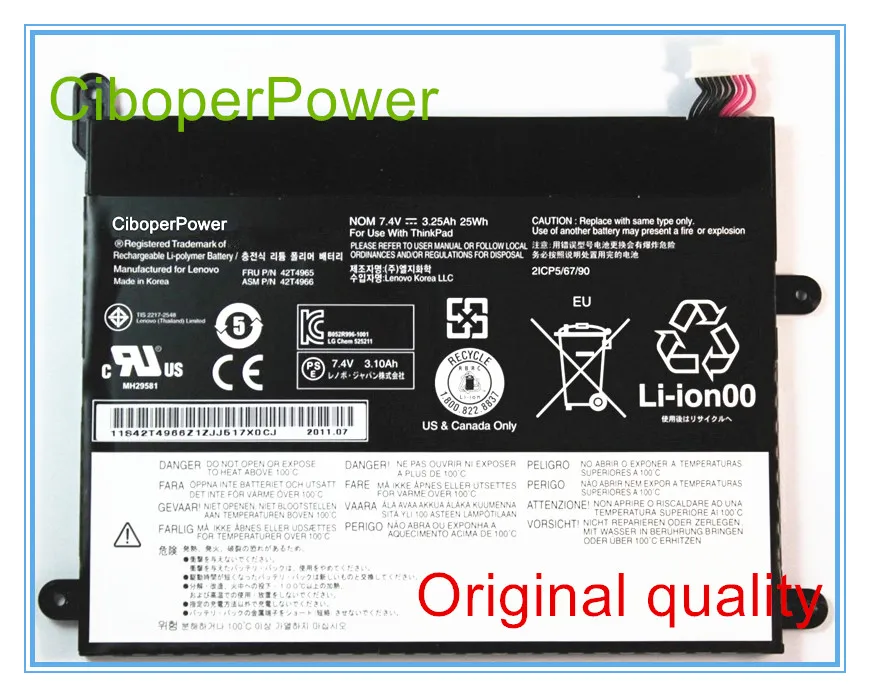 

Original for 42T4965 42T4966 built-in notebook battery 7.4V 25WH free shipping