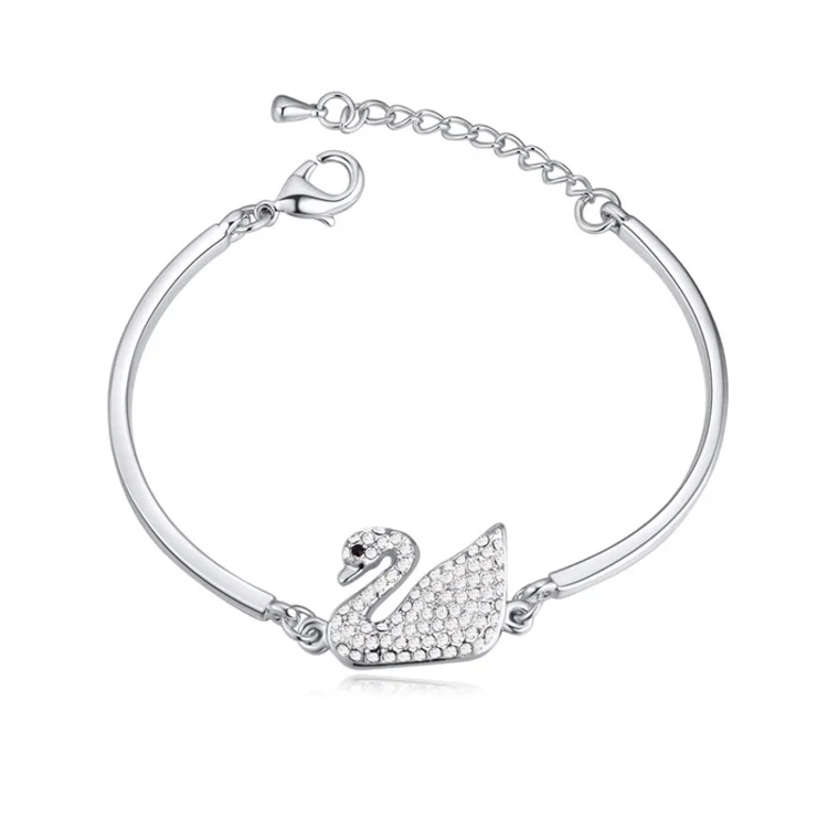 Clic Swan Bracelet Made With Swarovski Elements Crystal From Clic Swan Bracelet Made With Swarovski Elements Crystal From Pulseras For Lover Bijuteria Factory Direct In Charm Bracelets Jewelry