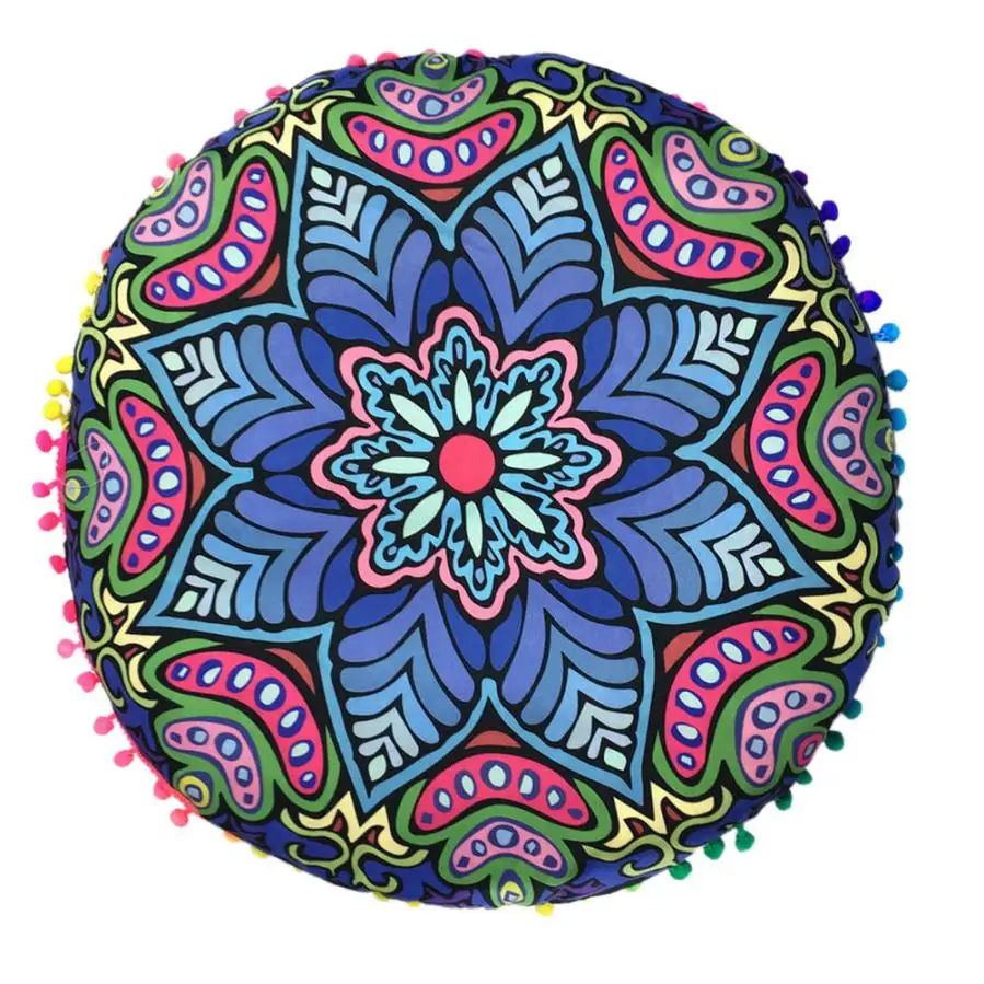 

Attractive Durable Multifunctional Indian Mandala Floor Pillowcase Round Bohemian Cushion Chair Cuscino Divano Sierkussen