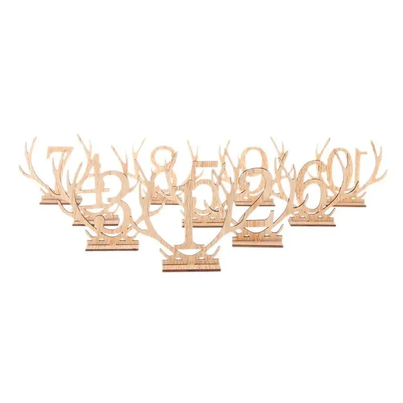 

20pcs Number 1-20 Novel Seat Card Wedding Banquet Pure Wooden Table 12 Number Place Holder Decoration Wedding Party Supplies