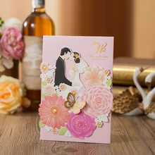 1 шт розовый Жених и невеста лазерная резка свадебные приглашения карты элегантный конверт для поздравительной открытки настроить Свадебная вечеринка украшения