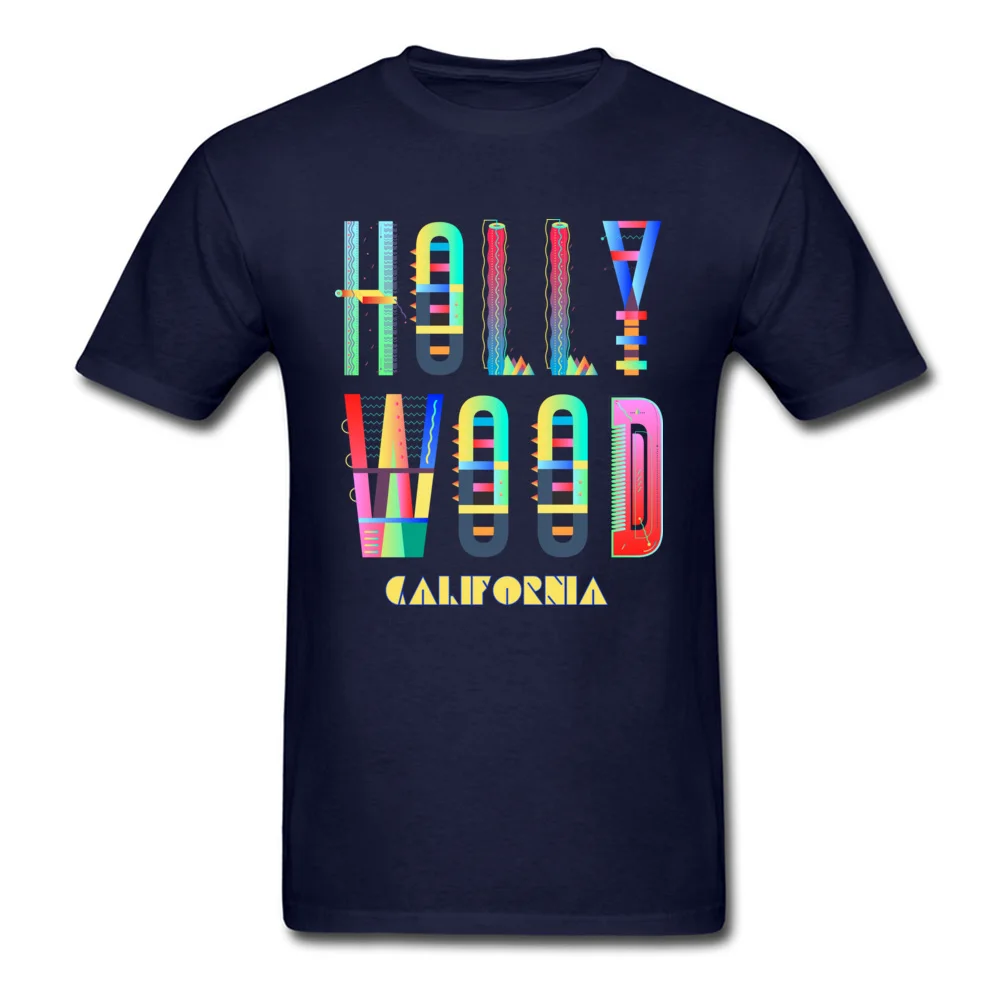 Slim Fit Leisure T Shirts Fitted Mother Day Short Sleeve Round Collar Tees Pure Cotton Men cosie Tee Shirts Wholesale Hollywood California funky artsy colorful fun souvenir design navy