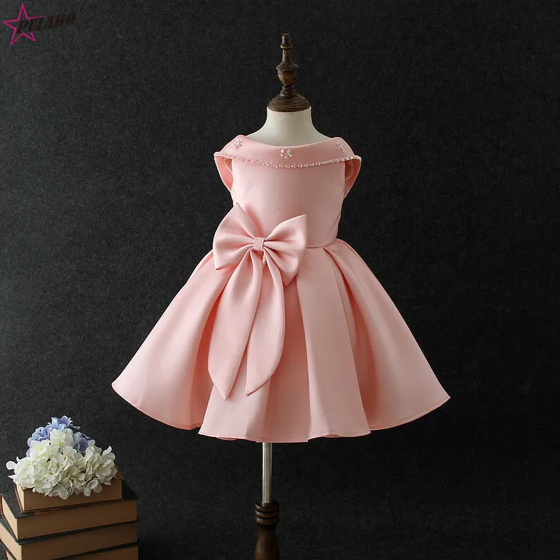 

2018 Princess Girls Dress for Autumn Kids Dresses Children's Wear Princess Dress Beading Party Christmas Costume Sleeveless Bow