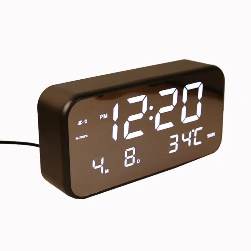 Цифровые аналого-цифровые часы, светодиодный Многофункциональный Будильник, зеркальные часы с температурным режимом, сонный светильник, домашний декор