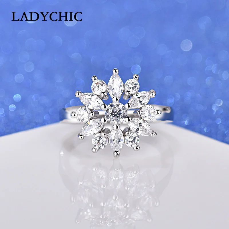 

LADYCHIC Silver Color Fashionable Ring for Women Multicolor AAA+ Cubic Zircon Rings Female Wedding Accessories Wholesale LR1064