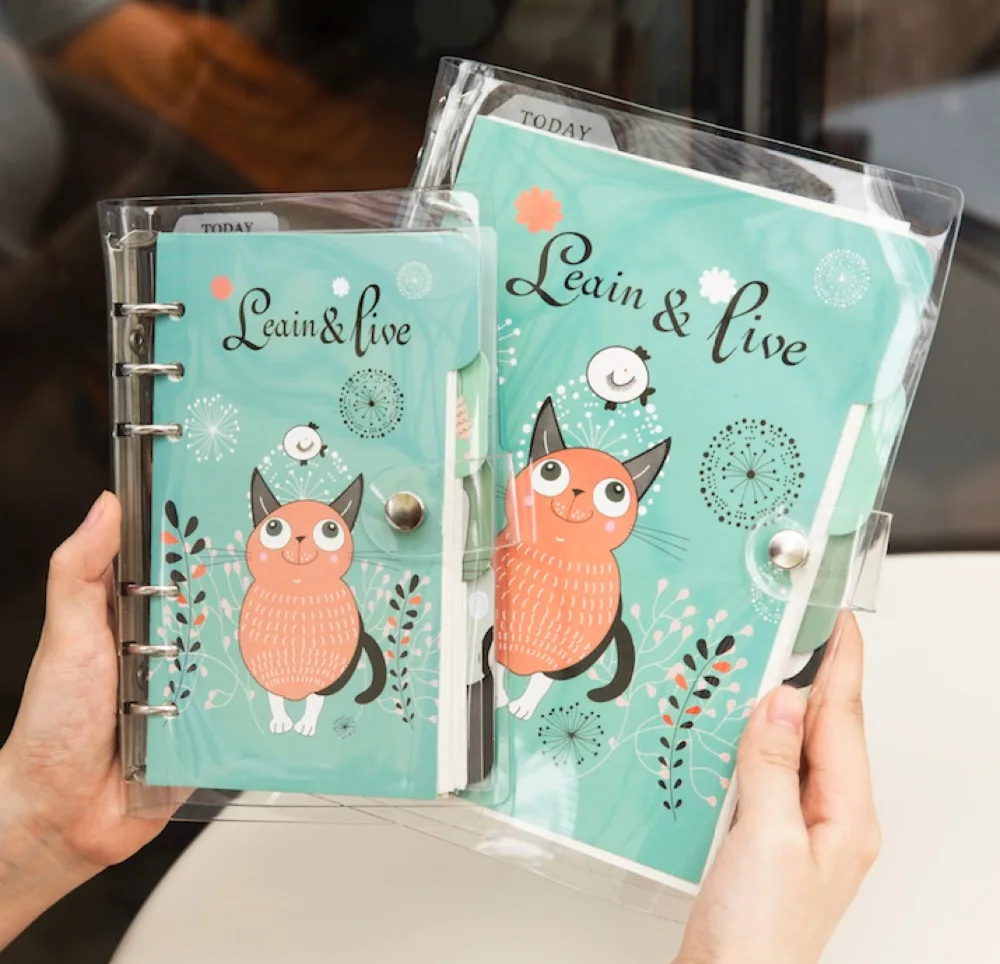 PVC A5 A6 Spiral notebook creative handbook two inner page set Korean lovely cute diary notebooks bullet journal