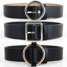 HOT Circle Pin Buckles Belt female deduction side gold buckle jeans wild belts for women fashion