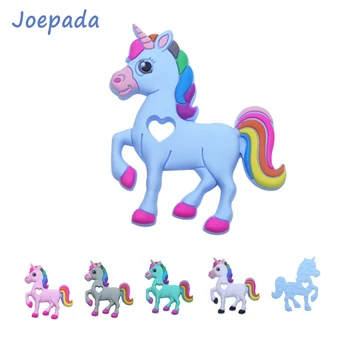 

Joepada 1Pc Unicorn Baby Teether Nursing Chewing Horse Toy Food Grade Silicone Beads for DIY Baby Teething Necklace BPA Free