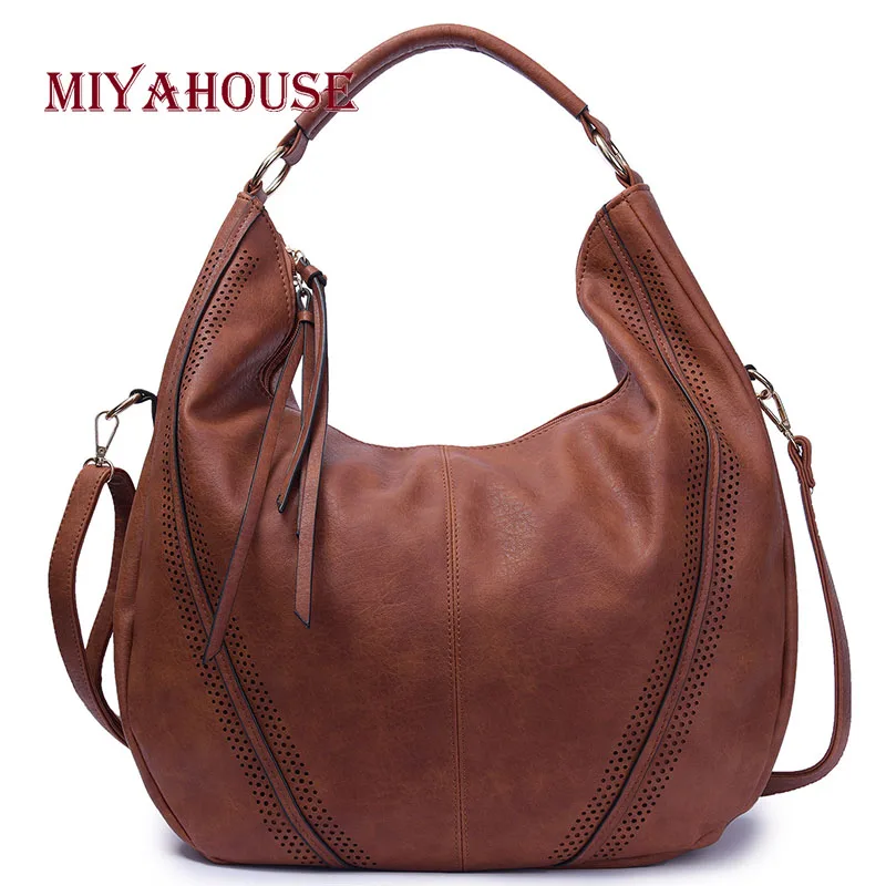 

Miyahouse Hollow Out Design Shoulder Bag For Women PU Leather Crossbody Bag For Female England Style Solid Color Messenger Bag