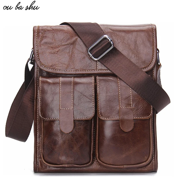 Ou Ba Shu Genuine Leather Men Bags Fashion Brand Designer Handbags Ou Ba Shu Genuine Leather Men Bags Fashion Brand Designer Handbags Shoulder Vintage Retro Cow