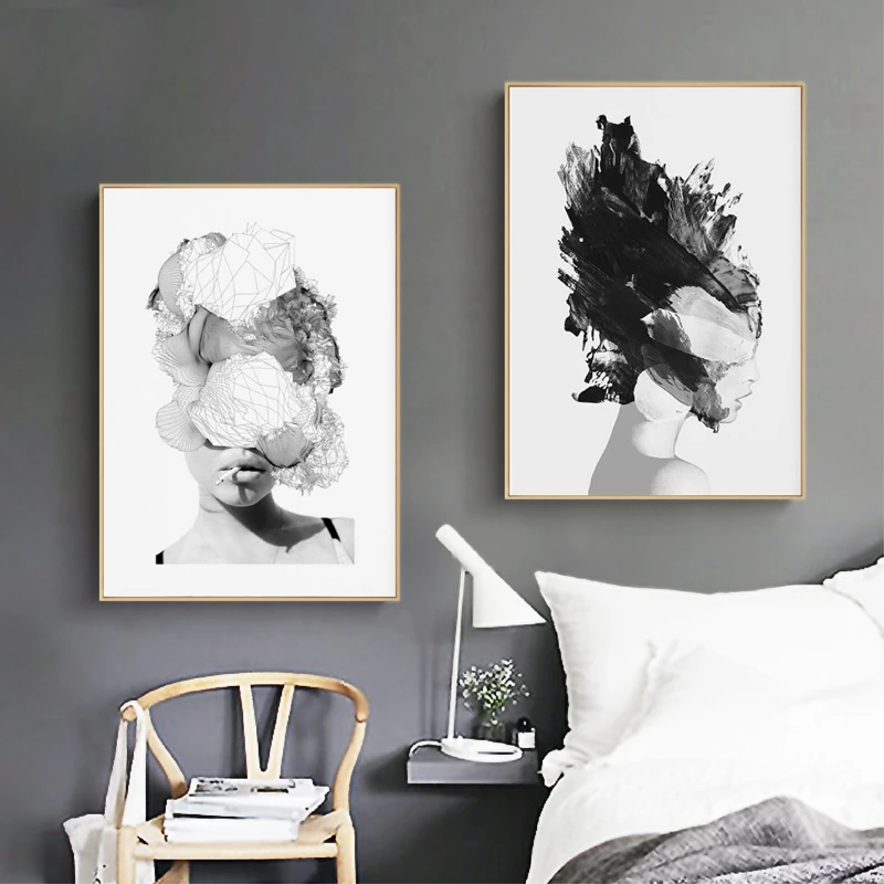 Woman Abstract Collage Poster Canvas Pictuer Home Decor