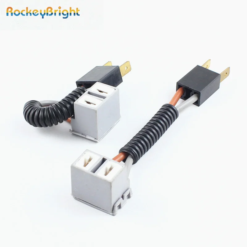 Rockeybright 2 шт. h4 9003 h7 разъем автомобиля светодио дный фары Противотуманные фары держатель лампы h4 hb2 светодио дный разъем h4 h7 адаптер удлинитель