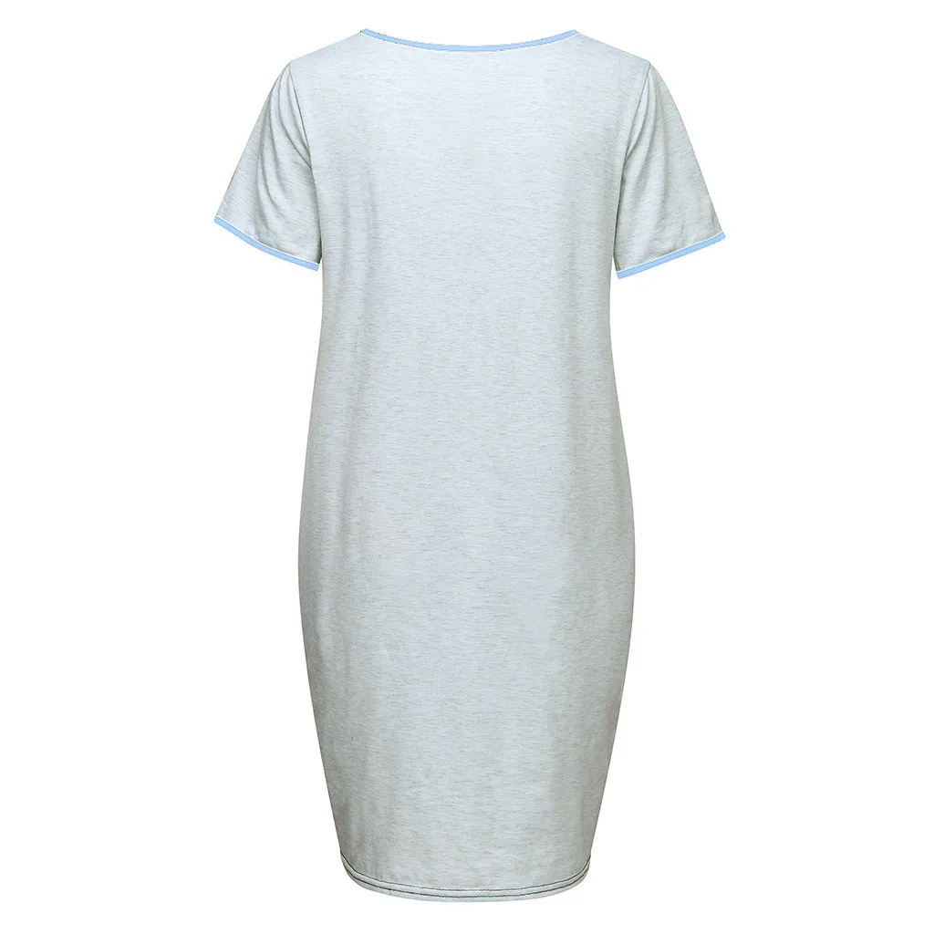 TELOTUNY платье для беременных с коротким рукавом женское платье с коротким рукавом для беременных Однотонная юбка Однотонная ночная рубашка с принтом Summe