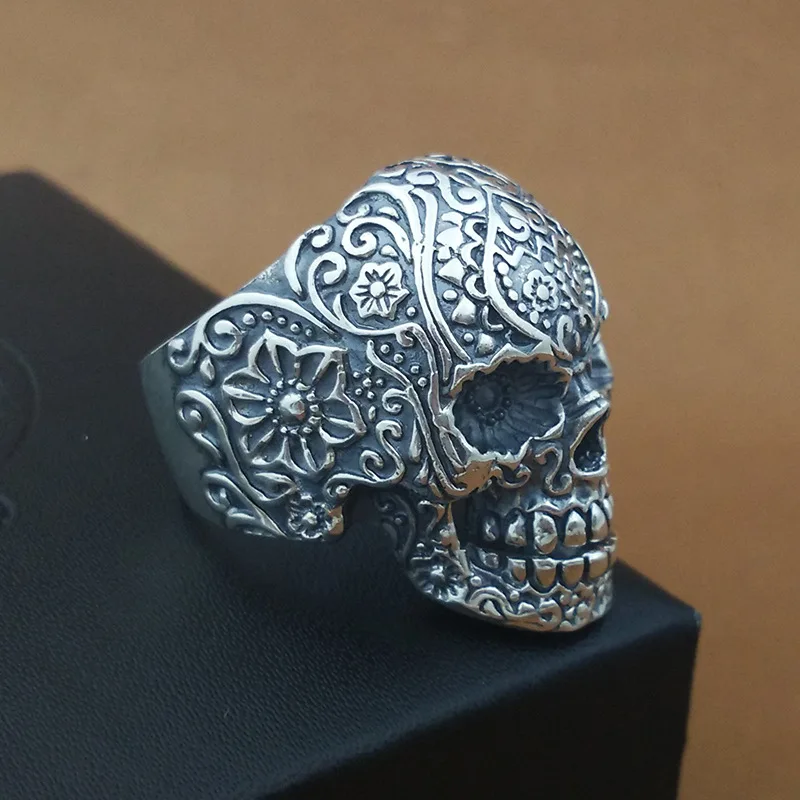 Real solid 925 pure silver skull ring in Rings from Jewelry