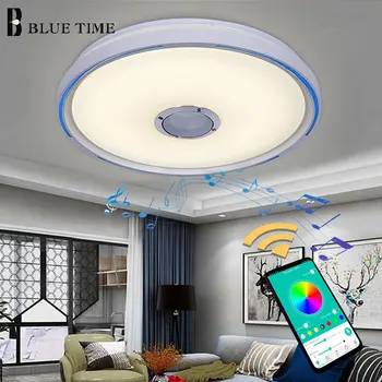 

Blue Side Elegant LED Ceiling Lights For Living Room Dining Room Bedroom Music Playing LED Ceiling Lamp White Body Home Fixtures