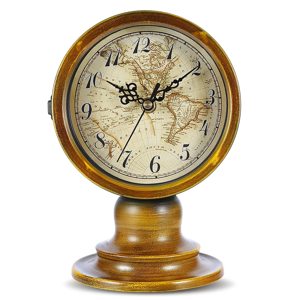 Double Sided European Retro Style Decorative Table Clockin Desk