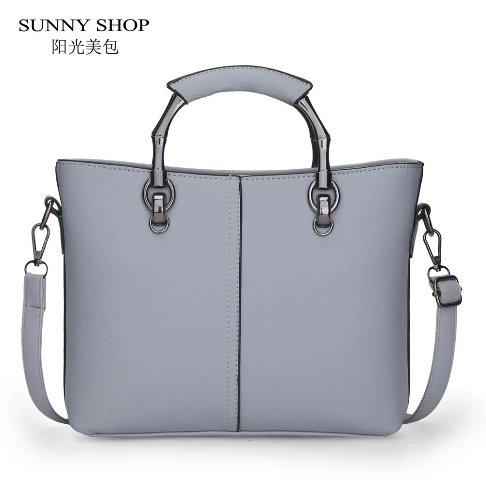

SUNNY SHOP Brand Designer Handbags With Metal Handle Women Bag Women PU Leather Handbags Fashion Handbags Shoulder Bags Casual