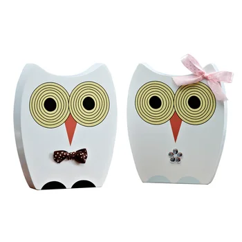 

Set of 2 Created Art Decor Wooden Owls Living Room Furnish Soft Craft Toy Birthday Gift