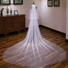 Favordear 4 м Обрезанные Соборные Свадебные вуали длинные Velos De Noiva 2 слоя белый/Фата цвета слоновой кости с расческой свадебные аксессуары