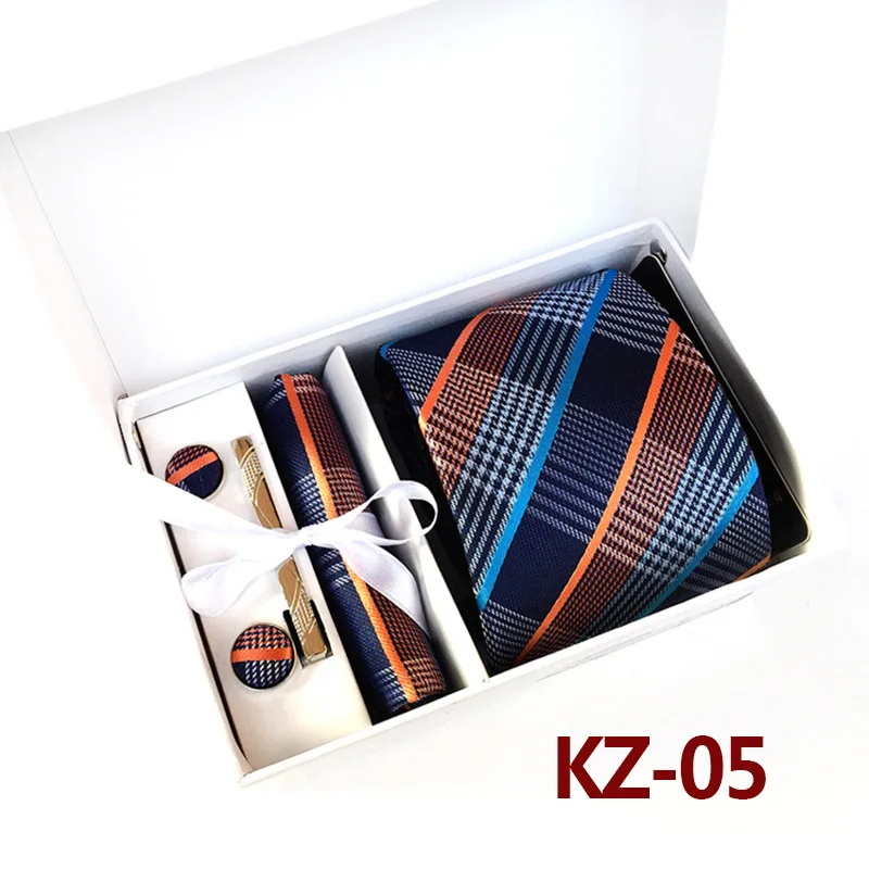 

Mens Stripe Check Dot Tie Gift Box Set Fashion Accessories Set Best GIFT for Him