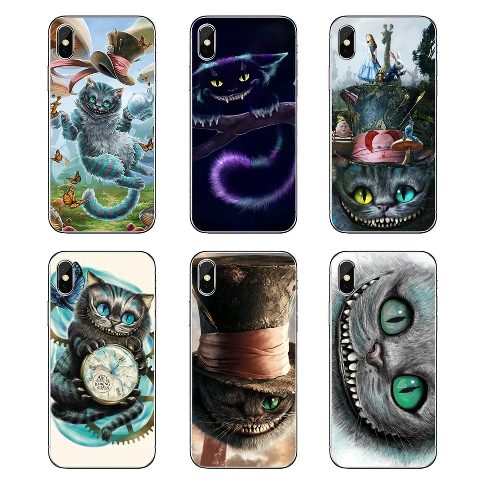 

For Samsung Galaxy Note 8 9 S9 S10 A8 A9 Star Lite Plus A6S A9S Soft Shell Covers Cartoon Alice in Wonderland Space Cheshire Cat