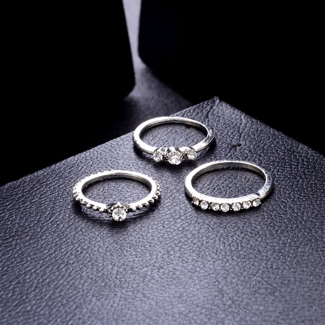 Sainio Crown Stone Midi Ring Sets Vintage Crystal Opal Knuckle Rings For Women 12PCS Bohemian Rings Set Statement Jewellery