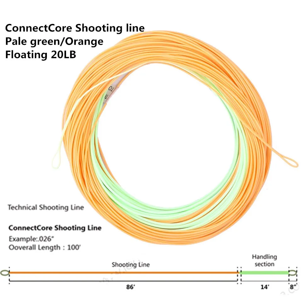 Maximumcatch ConnectCore اطلاق النار خط 100ft القش/البرتقال 20lb/30lb العائمة تشغيل خط صنارة صيد السمك بذبابة الصيد الصناعية مع 2 حلقات ملحومة
