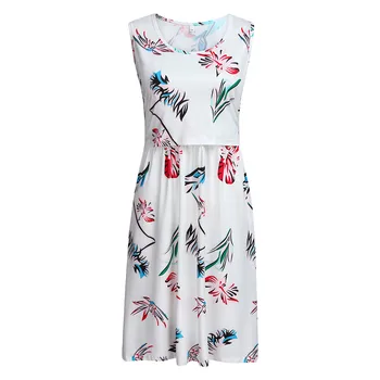 

Summer New Fashion Women Maternity Floral Sleeveless With Pockets Nursing Breastfeeding Dress Wholesale Free Ship Z4