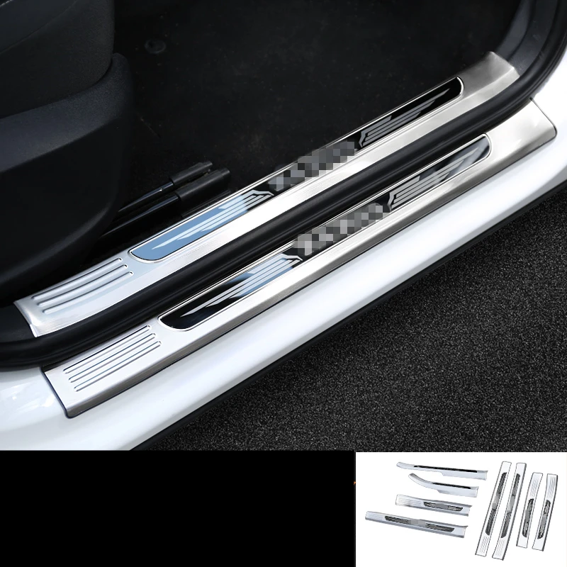 For SKODA KAROQ stainless steel welcome pedal refires door sill strip parts Interior decoration Auto Accessories - Цвет: Black inside outside