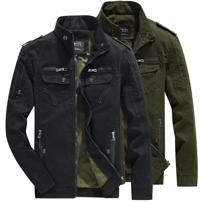 

Men's Hiking Jacket Military Aviator Jackets Breathable Light Windbreaker Jacket Zipper Stand Collar Men Tactical Milita Coat