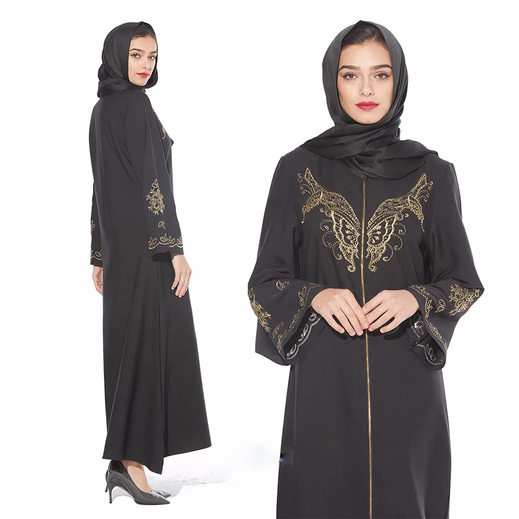 CHAMSGEND мусульманских Абаи Женское платье элегантный Дубай леди Повседневное летняя одежда с длинным рукавом плюс Размеры стильные макси