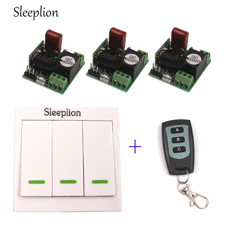 

Sleeplion 220V Wireless Switch AC 220V Receiver Wall Panel Remote Transmitter+mini Remote Control Family Lights Lamps Fan ON OFF