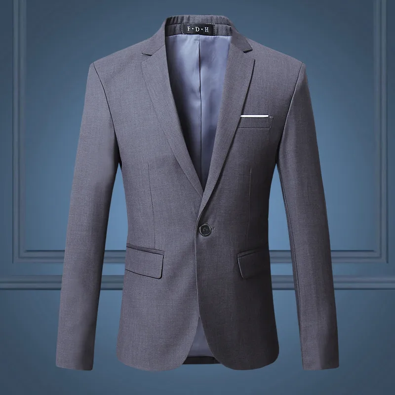 Черный стильный для мужчин Блейзер Куртка одна кнопка тонкий свадебный костюм Твердые M-3XL s повседневное Пиджаки для женщи