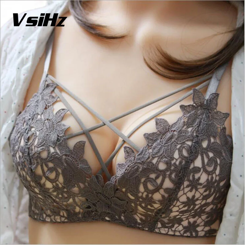 

New Sexy lady push up bra set Wire Free Lace hollow out Embroidery underwear set intimates Black Red Women bra brief sets