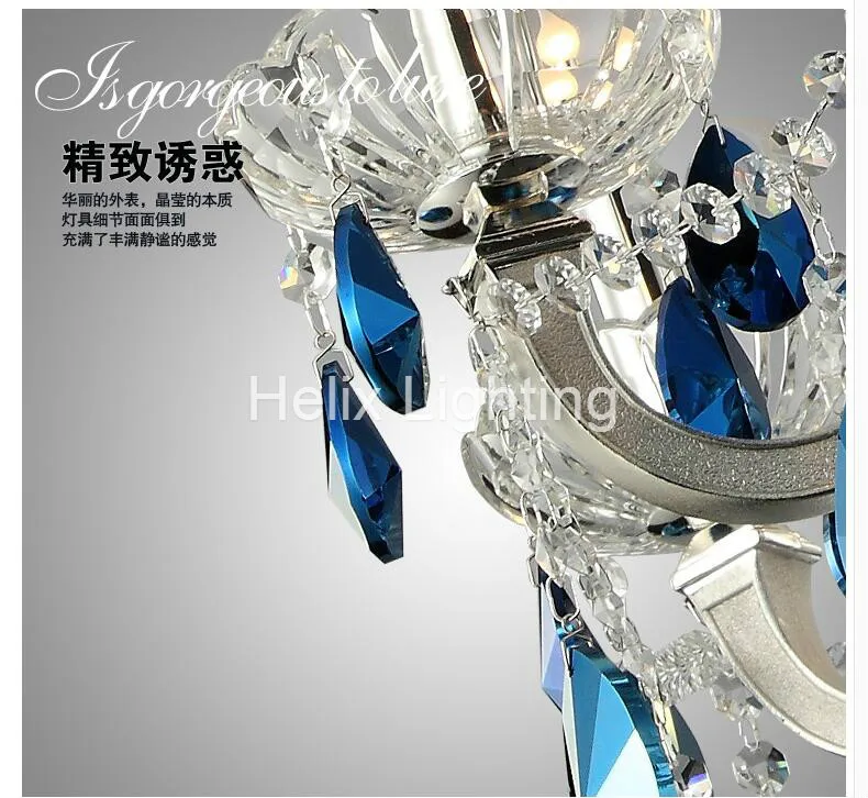 Бесплатная доставка Европейский современный синий кристалл кулон лампа современный decora K9 Хрустальная люстра Обеденная Освещение 100%