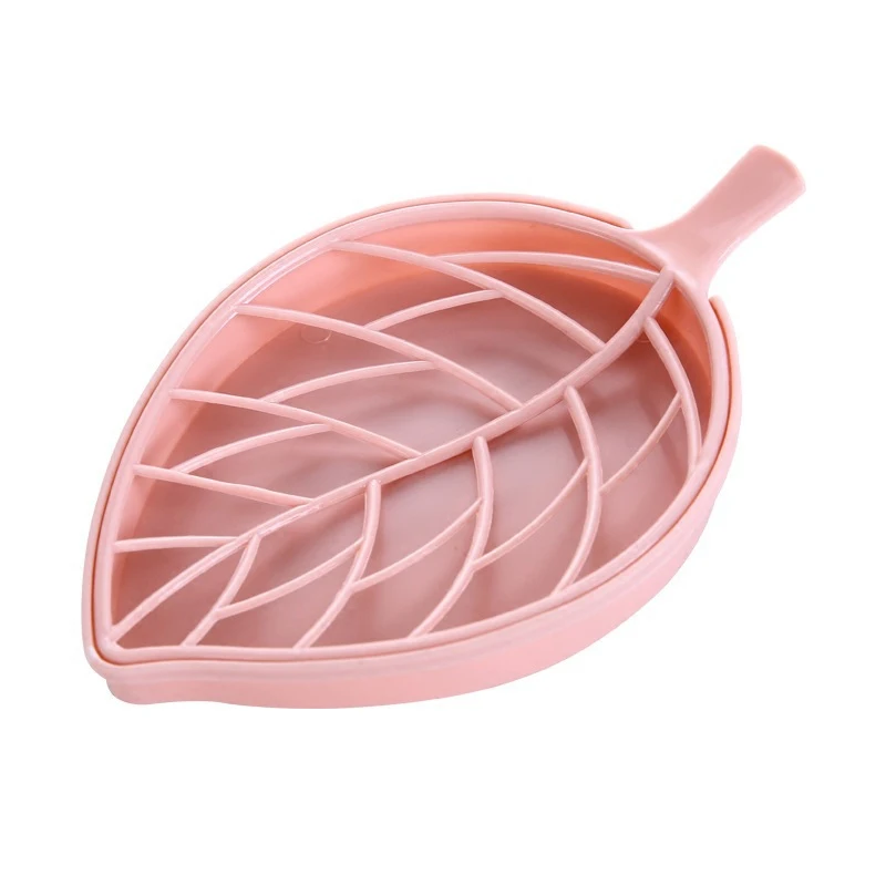 

New Style Double Layer Leaf Shape Drain Soap Box Soap Storage Box Container Portable Leaf Modeling Soap Dishes Holder Bathroom
