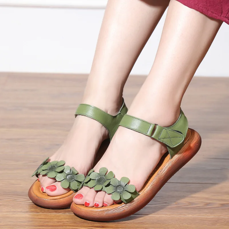 Light Comfortable Flowers Summer Fashion Sandals Genuine Leather Shoes 2019 New Women Sandals Flat Casual Shoes Summer Sandals Light Comfortable Flowers Summer Fashion Sandals Genuine Leather Shoes 2019 New Women Sandals Flat Casual Shoes Summer Sandals