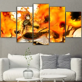

5Pieces Fairy Tail Canvas Painting Cuadros Decoracion Dormitorio Posters And Prints Living Room Tableau Mural Drop Shipping